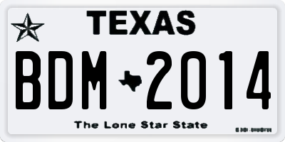TX license plate BDM2014