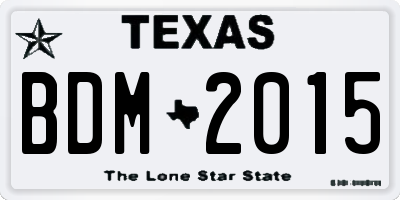 TX license plate BDM2015