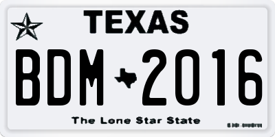 TX license plate BDM2016