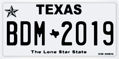 TX license plate BDM2019