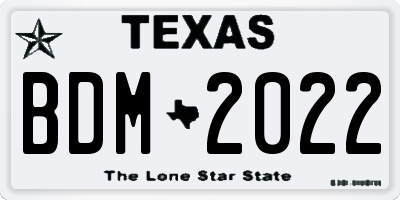 TX license plate BDM2022