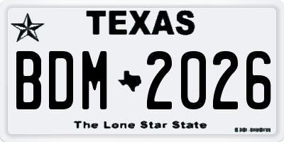 TX license plate BDM2026