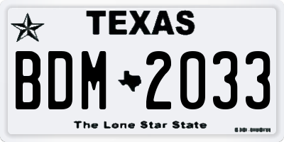 TX license plate BDM2033