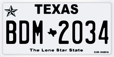 TX license plate BDM2034
