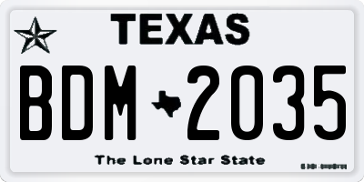 TX license plate BDM2035