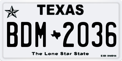 TX license plate BDM2036