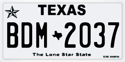 TX license plate BDM2037