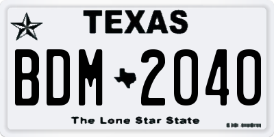 TX license plate BDM2040