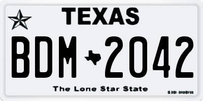 TX license plate BDM2042