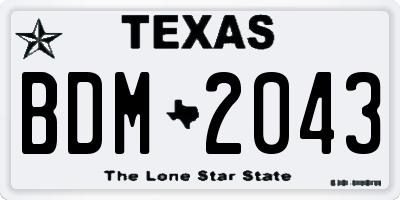 TX license plate BDM2043