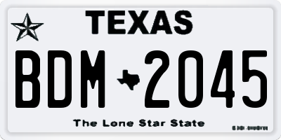 TX license plate BDM2045