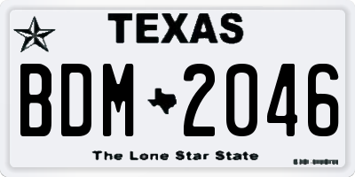 TX license plate BDM2046