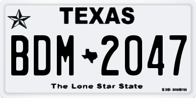 TX license plate BDM2047
