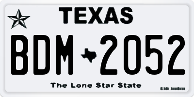 TX license plate BDM2052