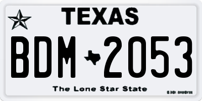 TX license plate BDM2053