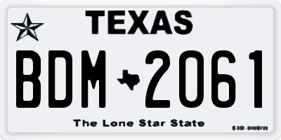 TX license plate BDM2061