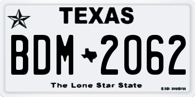 TX license plate BDM2062