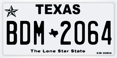 TX license plate BDM2064