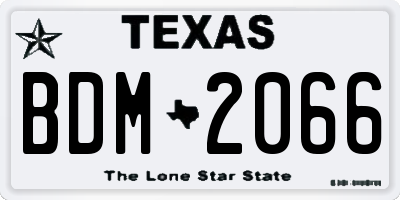 TX license plate BDM2066