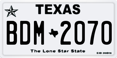 TX license plate BDM2070