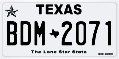 TX license plate BDM2071