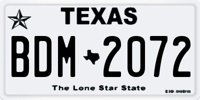TX license plate BDM2072