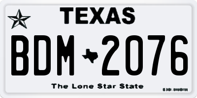 TX license plate BDM2076