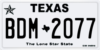 TX license plate BDM2077