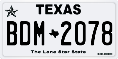 TX license plate BDM2078