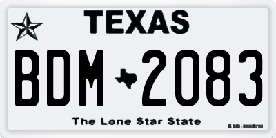 TX license plate BDM2083