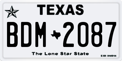 TX license plate BDM2087