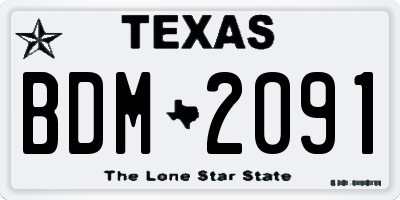 TX license plate BDM2091