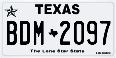 TX license plate BDM2097