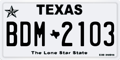 TX license plate BDM2103