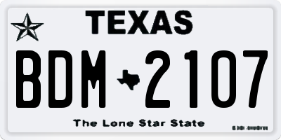 TX license plate BDM2107