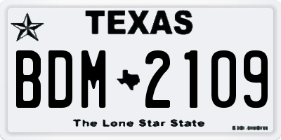 TX license plate BDM2109