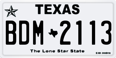 TX license plate BDM2113