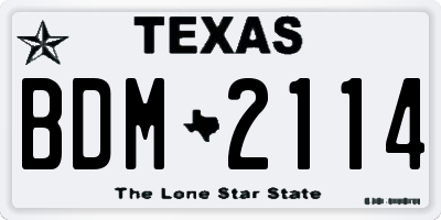 TX license plate BDM2114