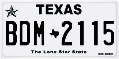 TX license plate BDM2115
