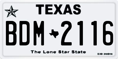 TX license plate BDM2116