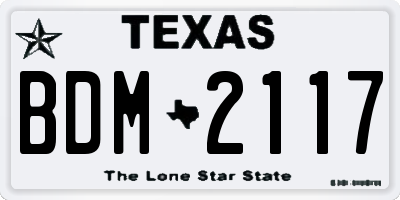 TX license plate BDM2117