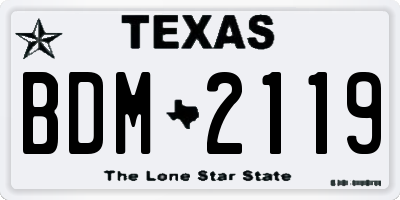 TX license plate BDM2119