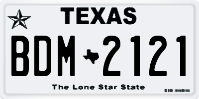 TX license plate BDM2121