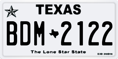 TX license plate BDM2122
