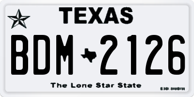TX license plate BDM2126