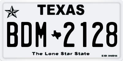 TX license plate BDM2128