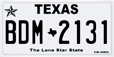 TX license plate BDM2131