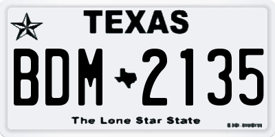 TX license plate BDM2135