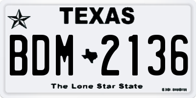 TX license plate BDM2136