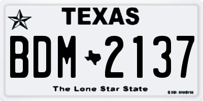 TX license plate BDM2137